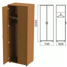 Шкаф для одежды "Монолит", 740х520х2050 мм. цвет орех гварнери