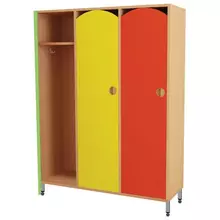 Шкаф для одежды детский, 3 отделения, 1080х340х1340 мм. бук бавария/цветной фасад