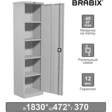 Шкаф металлический офисный Brabix "MK 18/47/37-01", 1830х472х370 мм. 25 кг. 4 полки, разборный