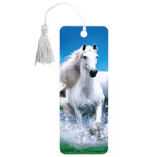 Закладка для книг 3D Brauberg объемная "белый конь" с декоративным шнурком-завязкой