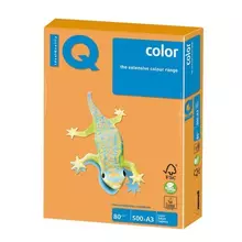 Бумага цветная IQ color большой формат (297х420 мм.) А3 80г./м 500 л. неон оранжевая NEOOR