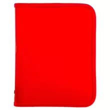 Папка для тетрадей А5 Пифагор пластик молния вокруг один тон красная