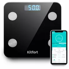 Весы напольные диагностические Kitfort КТ-805, электронные, вес до 180 кг. квадрат, стекло, черные