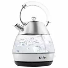 Чайник Kitfort КТ-678 17 л. 2200 Вт закрытый нагревательный элемент стекло серебристый