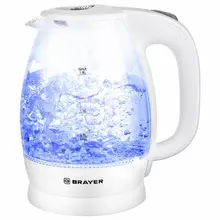 Чайник Brayer BR1013WH, 1,8 л. 2200 Вт, закрытый нагревательный элемент, стекло, белый