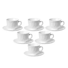 Набор чайный на 6 персон, 6 чашек объемом 220 мл. и 6 блюдец, белое стекло, "Trianon", Luminarc