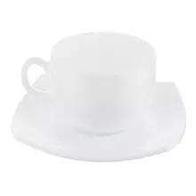Набор чайный на 6 персон 6 чашек 220 мл. и 6 блюдец белое стекло "Quadrato white" Luminarc