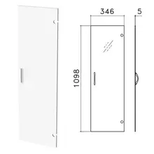 Дверь СТЕКЛО, средняя, "Канц", 346х5х1098 мм. без фурнитуры, ДК35