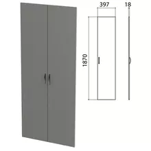 Дверь ЛДСП высокая "Этюд" комплект 2 шт. 397х18х1870 мм. серая 400012-03