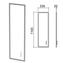 Дверь СТЕКЛО в алюминиевой рамке "Приоритет", левая, 356х20х1165 мм. без фурнитуры, К-939
