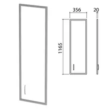 Дверь СТЕКЛО в алюминиевой рамке "Приоритет", правая, 356х20х1165 мм. без фурнитуры, К-940