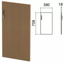 Дверь ЛДСП низкая "Эко/Этюд", правая, 380х18х758 мм. орех, 402988-190