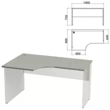 Столешница стола эргономичного "Этюд"1400х900х750 мм. левый серый 401670-03