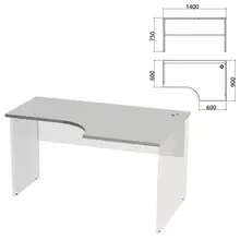 Столешница стола эргономичного "Этюд"1400х900х750 мм. правый серый 401668-03