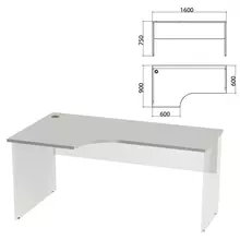 Столешница стола эргономичного "Этюд", 1600х900х750 мм. левый, серый, 401674-03