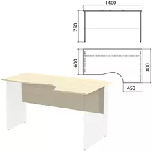 Столешница царга стола эргономичного "Канц" 1400х800х750 мм. правый цвет дуб молочный СК30.15.1