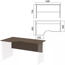 Столешница царга стола эргономичного "Канц" 1400х800х750 мм. левый цвет венге СК36.16.1