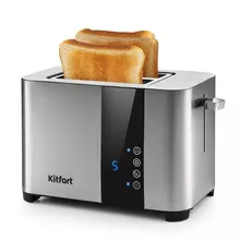 Тостер Kitfort KT-2047, 850 Вт, 2 тоста, 7 режимов, LED дисплей, сталь, серебристый