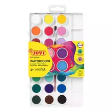 Акварель JOVI 24 цвета малые кюветы с кистью с палитрой пластик