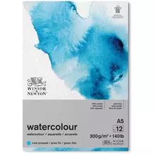 Альбом-склейка для акварели 12 л. А5 Winsor&Newton "Watercolour Cold Pressed" холодный пресс 300г./м2 25% хлопок