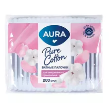 Ватные палочки Aura "Beauty" 200 шт. полиэтиленовый пакет