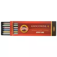 Грифели цветные для цанговых карандашей Koh-I-Noor "Gioconda", 5,6 мм. металлик ассорти, 6 шт. пластик коробвый