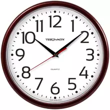 Часы настенные ход плавный Troyka 91931912 круглые 23*23*3 бордовая рамка