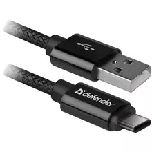 Кабель Defender USB09-03T PRO USB(AM) - C Type 2.1A output в оплетке 1m черный