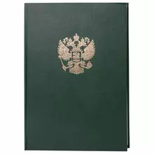 Книга учета 96 л. клетка, твердая, бумвинил, офсет, герб, А4 (200х290 мм), Brauberg, зеленая