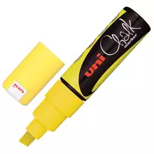 Маркер меловой UNI "Chalk" 8 мм. желтый влагостираемый для гладких поверхностей