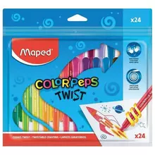 Восковые мелки MAPED (Франция) "Color'peps Twist" 24 цвета выкручивающиеся в пластиковом корпусе