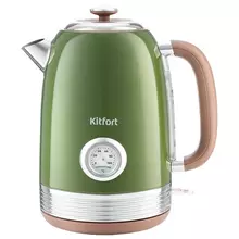 Чайник Kitfort КТ-6110 17 л. 2200 Вт закрытый нагревательный элемент сталь зеленый/бежевый