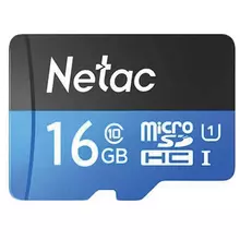 Карта памяти microSDHC 16 ГБ NETAC P500 Standard, UHS-I U1,80 Мб/с (class 10) адаптер, NT02P500STN-016G-R