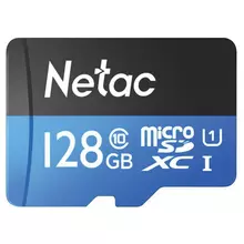 Карта памяти microSDXC 128 ГБ NETAC P500 Standard, UHS-I U1, 90 Мб/с (class 10) адаптер, NT02P500STN-128G-R
