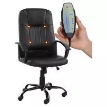 Кресло офисное BRABIX "Device MS-002", 4 массажных модуля, экокожа, черное