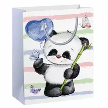 Пакет подарочный 265x127x33 см. Золотая Сказка "Lovely Panda" глиттер белый с голубым