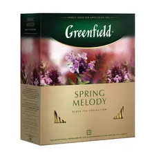 Чай GREENFIELD (Гринфилд) "Spring Melody" ("Мелодия весны") черный с чабрецом 100 пакетиков в конвертах по 15 г. 1065-09