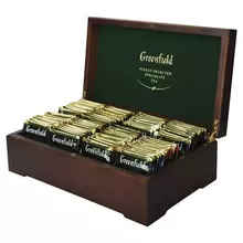 Чай GREENFIELD (Гринфилд) набор 96 пакетиков (8 вкусов по 12 пакетиков) в деревянной шкатулке 1776 г. 0463-10