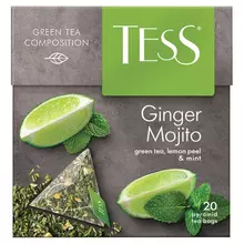 Чай TESS (Тесс) "Ginger Mojito" зеленый с ароматом мяты и лайма 20 пирамидок по 18 г. 0788-12