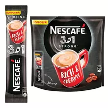 Кофе растворимый порционный NESCAFE "3 в 1 Крепкий" комплект 20 пакетиков по 145 г. 12460873