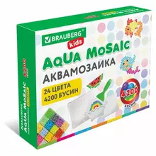 Аквамозаика 24 цвета 4200 бусин с трафаретами инструментами и аксессуарами Brauberg Kids