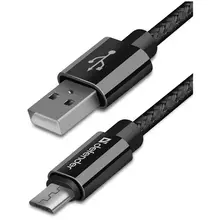 Кабель Defender USB08-03T PRO USB(AM) - microUSB (B) 2.1A output в оплетке 1m черный