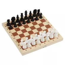 Набор игр Три Совы 2в1 "Шахматы шашки" обиходные пластиковые с деревянной доской 29*29 см
