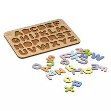 Обучающая игра Три Совы Рамка-вкладыш "Изучаем буквы" английский алфавит дерево пастельные цвета