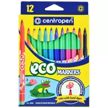 Фломастеры Centropen "ECO Markers" 12 цв. трехгранные смываемые