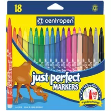 Фломастеры Centropen "Just Perfect" 18 цветов трехгранные смываемые устойчивы к высыханию