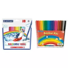 Фломастеры Centropen "Rainbow Kids" 18 цв. трехгранные смываемые ПВХ