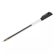 Ручка шариковая Стамм. "РШ 800" черная 07 мм. прозрачный корпус