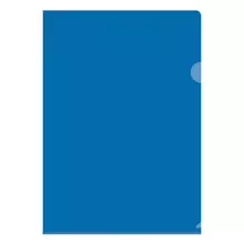 Папка-уголок OfficeSpace А4, 100 мкм. пластик, прозрачная синяя