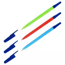 Ручка шариковая Стамм. "049" синяя 07 мм. неоновый микс